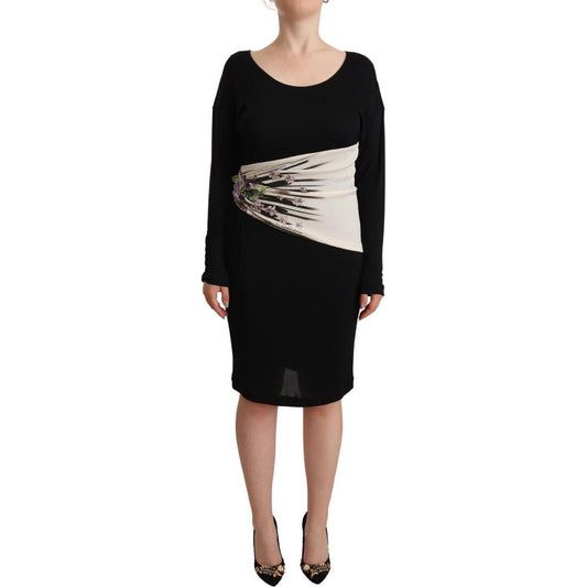 Roberto Cavalli Elegant Sheath Long Sleeve Boat Neck Dress WOMAN DRESSES Roberto Cavalli Tan
