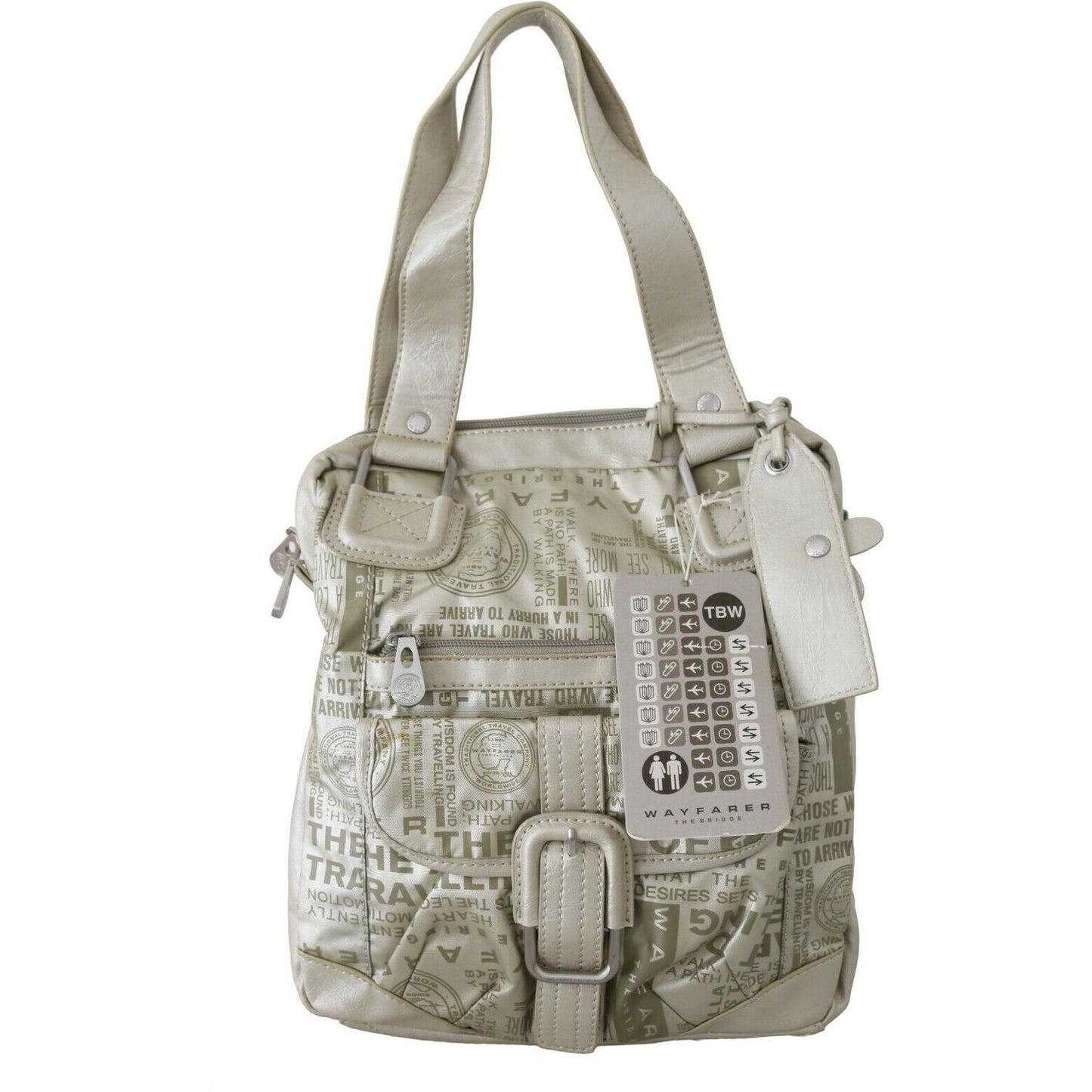 WAYFARER White Printed Handbag Shoulder Fabric Purse WOMAN TOTES