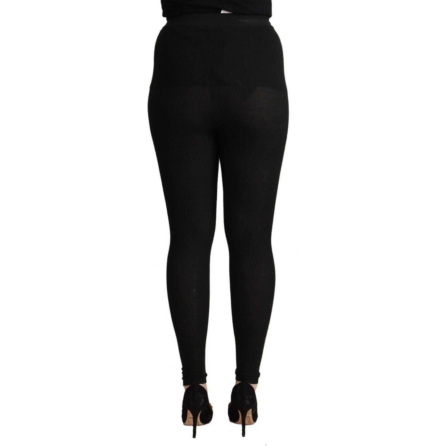 Dolce & Gabbana Black Cashmere Stretch Waist Tights Pants PAN71085 - 40