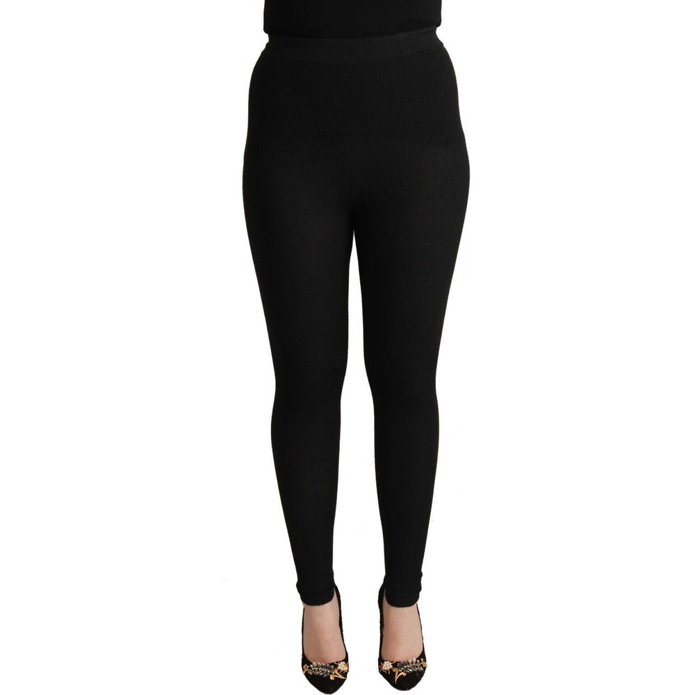 Dolce & Gabbana Black Cashmere Stretch Waist Tights Pants PAN71085 - 40