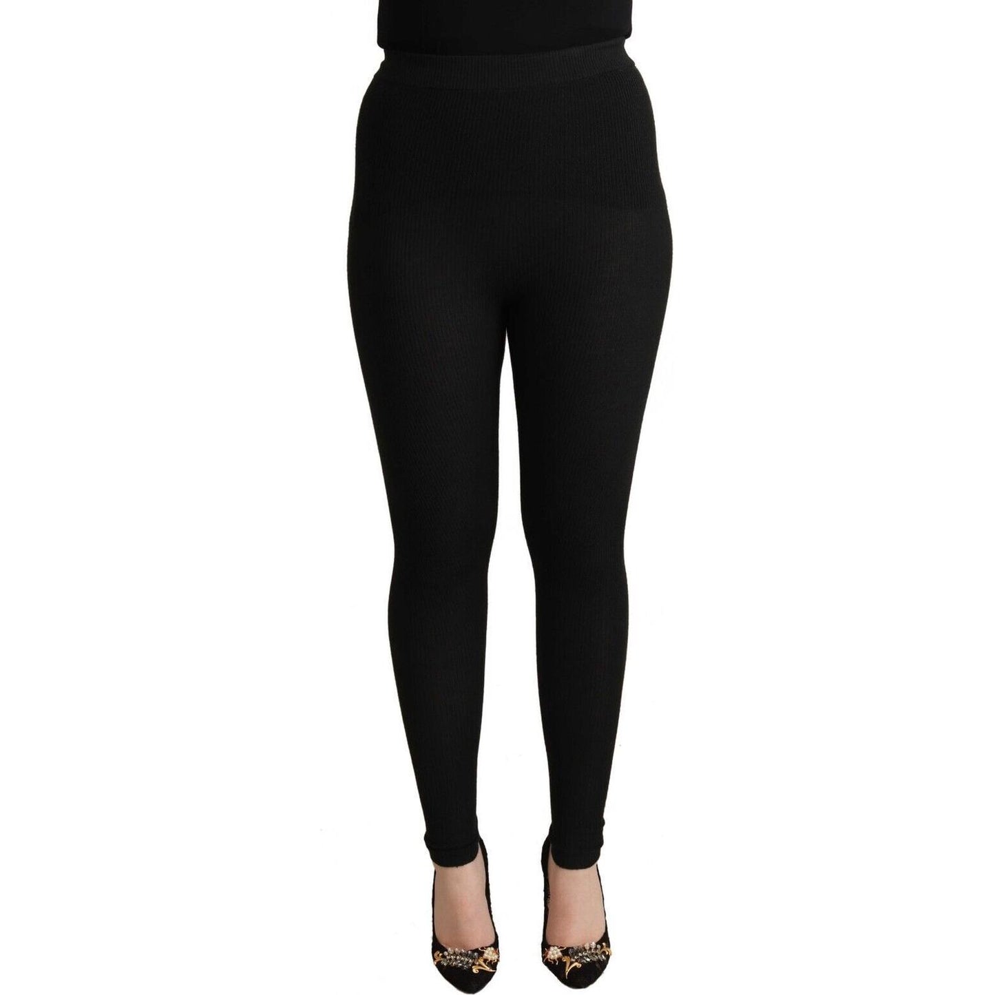 Dolce & Gabbana Black Cashmere Stretch Waist Tights Pants PAN71085 - 40