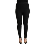 Dolce & Gabbana Black Cashmere Stretch Waist Tights Pants PAN71085 - 40