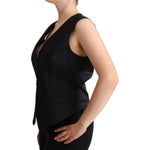 Dolce & Gabbana Black Button Down Sleeveless Vest Waiscoat Top WOMAN TOPS AND SHIRTS