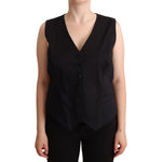 Dolce & Gabbana Black Button Down Sleeveless Vest Waiscoat Top WOMAN TOPS AND SHIRTS
