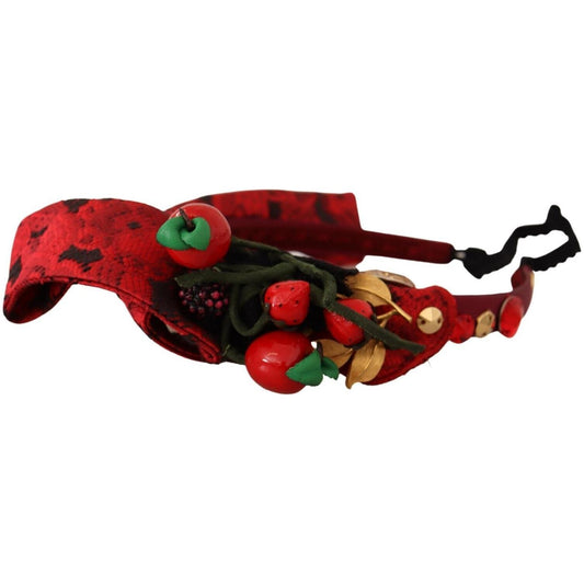 Dolce & Gabbana Red Tiara Berry Fruit Crystal Bow Hair Diadem Headband SMY100807