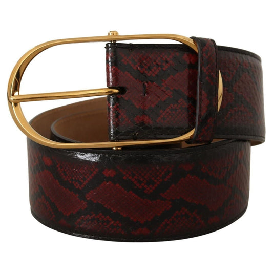 Dolce & Gabbana Red Exotic Leather Gold Oval Buckle Belt BEL8365 - 75