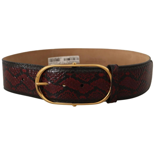 Dolce & Gabbana Red Exotic Leather Gold Oval Buckle Belt BEL8365 - 75