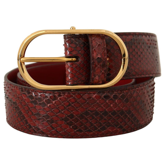 Dolce & Gabbana Red Exotic Leather Gold Oval Buckle Belt BEL8366 - 75
