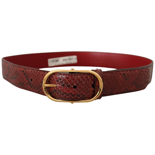 Dolce & Gabbana Red Exotic Leather Gold Oval Buckle Belt BEL8366 - 75
