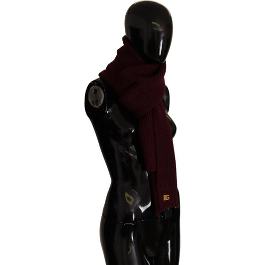 Dolce & Gabbana Dark Red Cashmere Logo Wrap Shawl Knitted Scarf MS6090