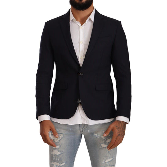 Domenico Tagliente Elegant Single Breasted Black Jacket Domenico Tagliente Dark Gray