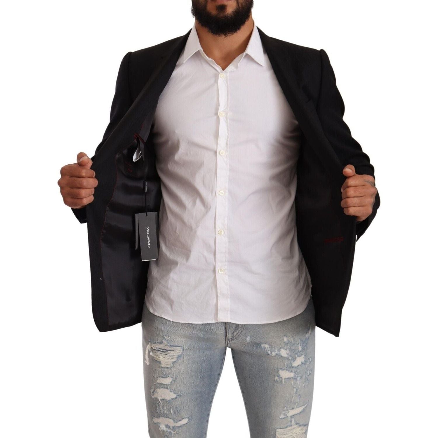 独家黑色纯羊毛西装外套