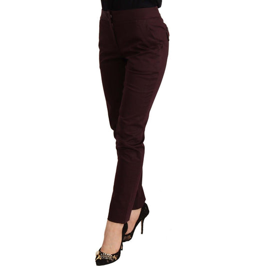Just Cavalli Maroon Slim Fit Skinny Pants with Zipper Detail Just Cavalli Black