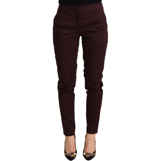 Just Cavalli Maroon Slim Fit Skinny Pants with Zipper Detail Just Cavalli Black