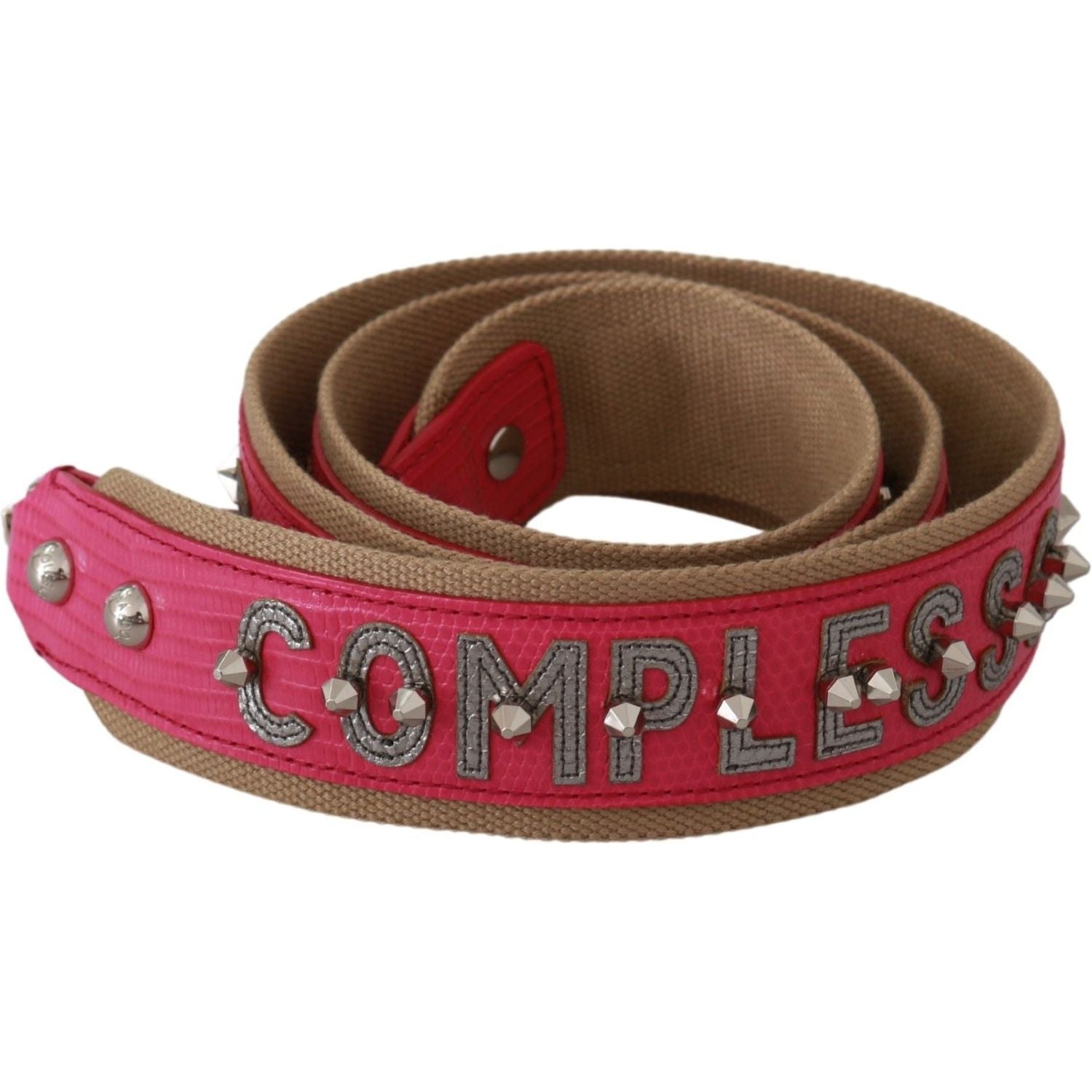 带银色细节的粉色皮革肩带