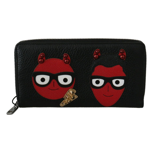 Dolce & Gabbana Chic Black and Red Leather Continental Wallet Dolce & Gabbana Black