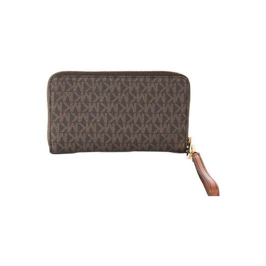 Michael Kors Jet Set Large Brown Signature PVC Flat Multifunction Wrist Wallet Michael Kors Dark Olive Green