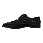 Dolce & Gabbana Black Lace Up Studded Formal Flats Shoes LA9639 - 39
