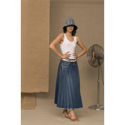 Don The Fuller Blue Cotton Women Skirt Jeans & Pants Don The Fuller Dim Gray