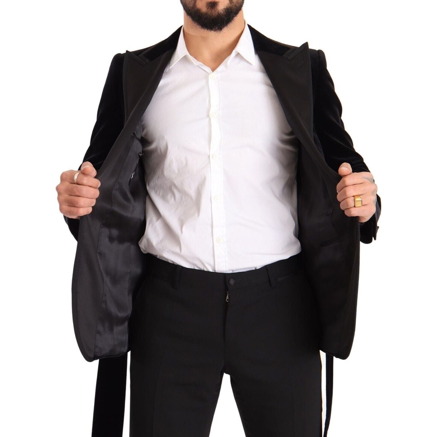 优雅单排扣天鹅绒西装外套