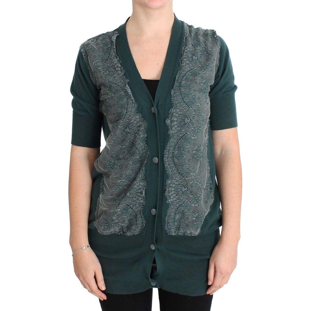 优雅绿色蕾丝开衫