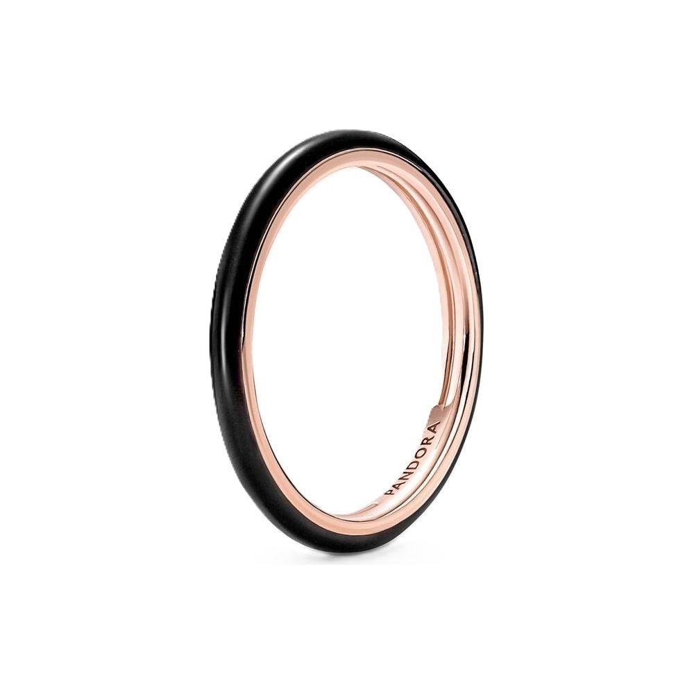PANDORA JEWELS Mod. BLACK ENAMEL - RING - Size 50