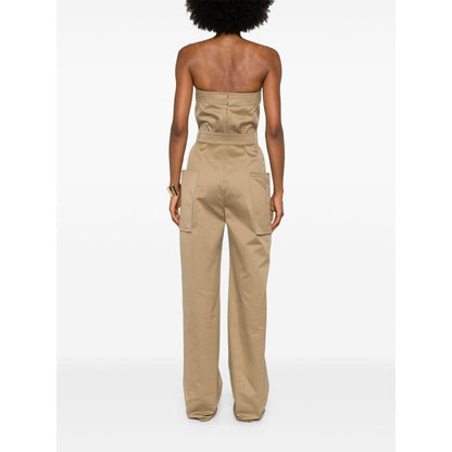 Saint Laurent strapless belted cotton jumpsuit Jumpsuits