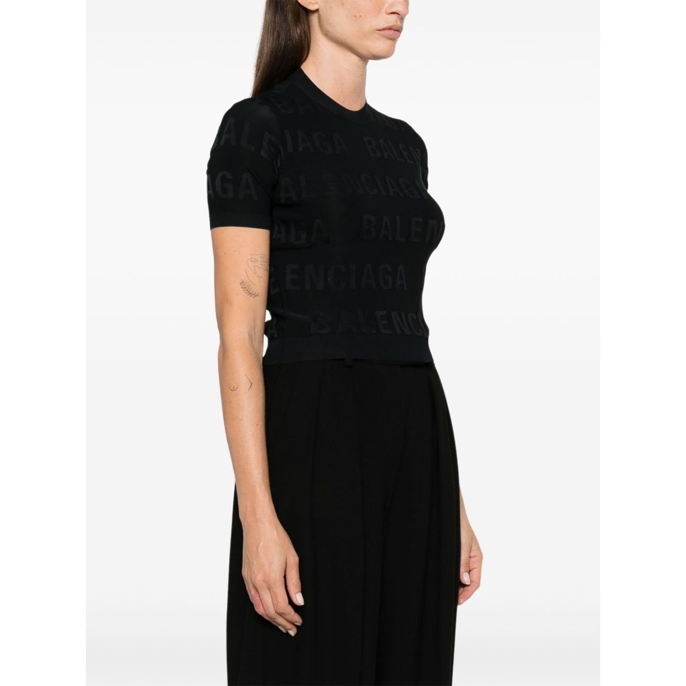 Balenciaga jacquard logo crop top