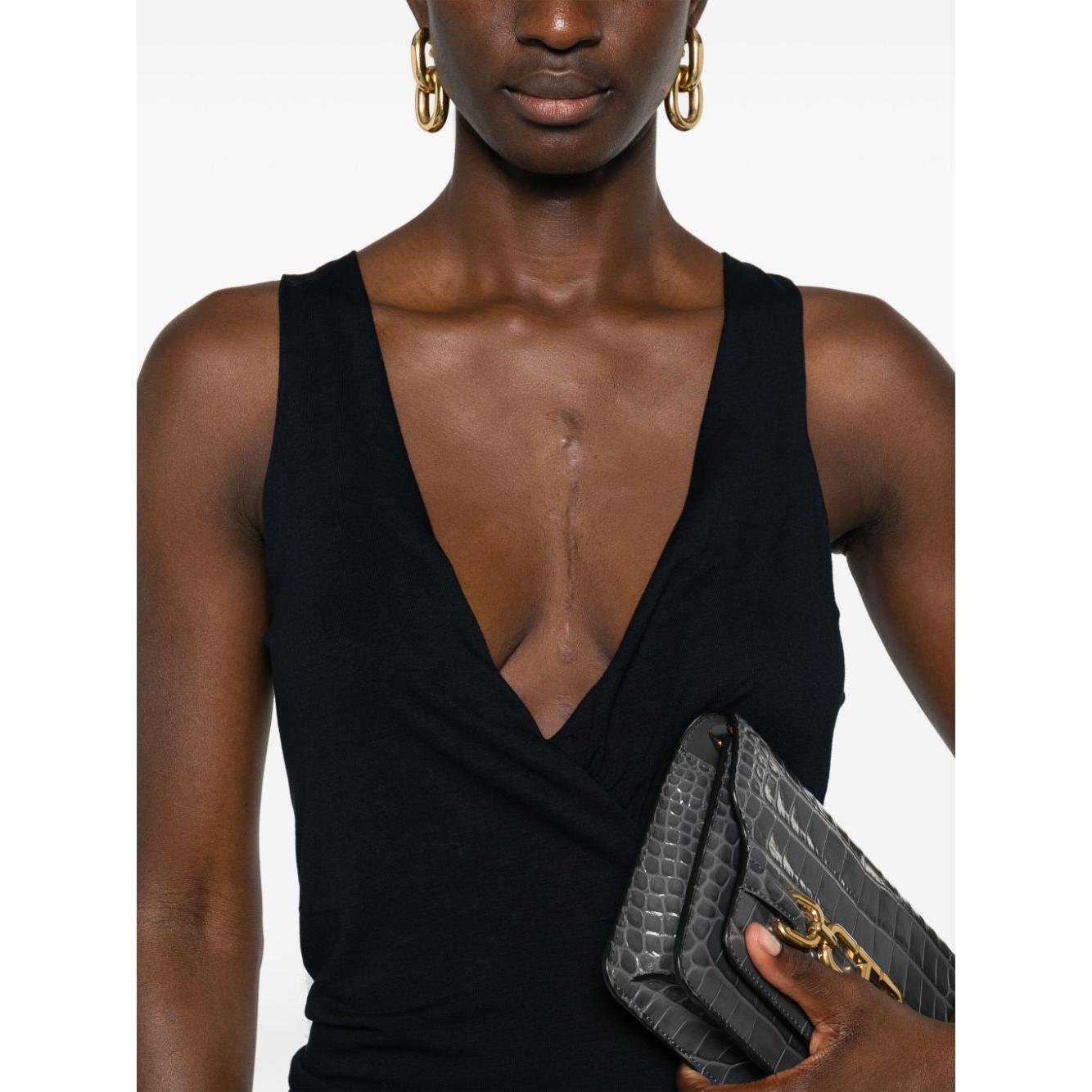 Saint Laurent ruched V-neck mini dress 776444Y3I394140-P24