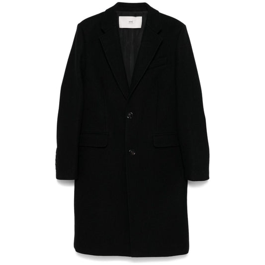 Ami Paris Virgin Wool Men Coats Black Jackets Ami Paris Black