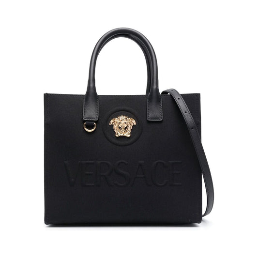 Versace small La Medusa canvas handbag Shopper Versace Black