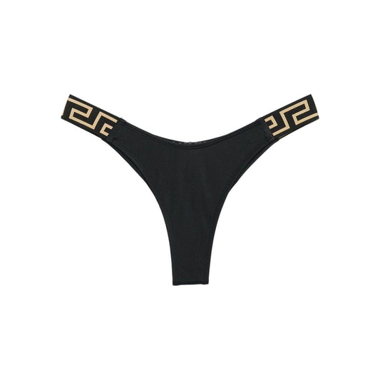 Versace Bikini bottoms with Greca detail Beachwear & underwear Versace Dark Slate Gray
