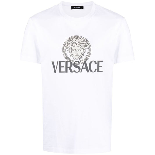 Versace Medusa logo-print T-shirt Topwear Versace Ghost White