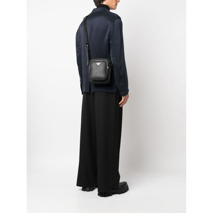 Emporio Armani logo-plaque Leather messenger bag