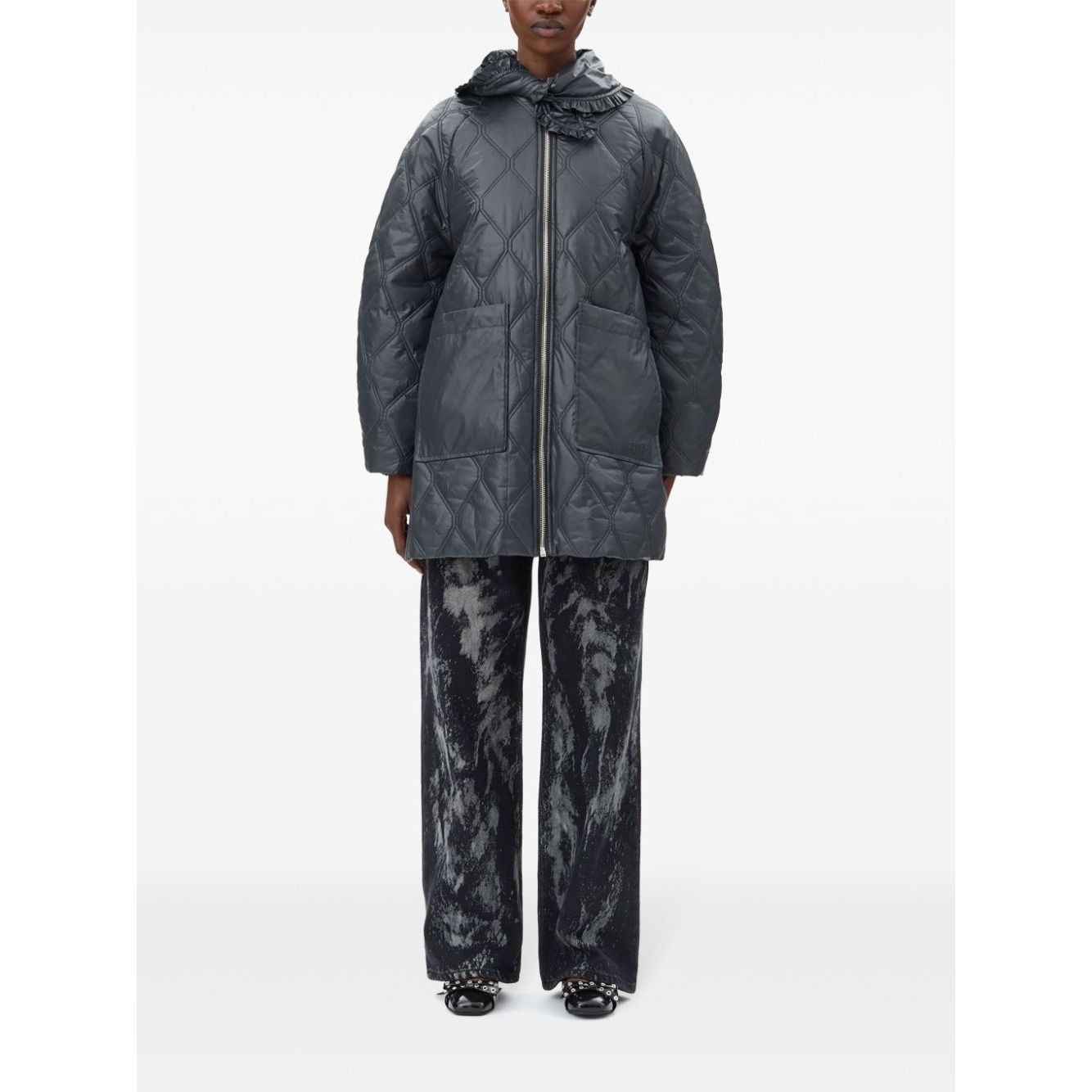Ganni Shiny Quilt Midi Jacket Jackets