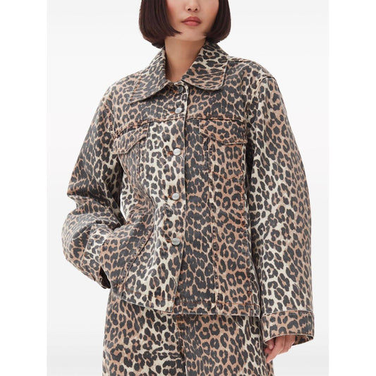 GANNI Coats Brown Jackets Ganni Light Gray