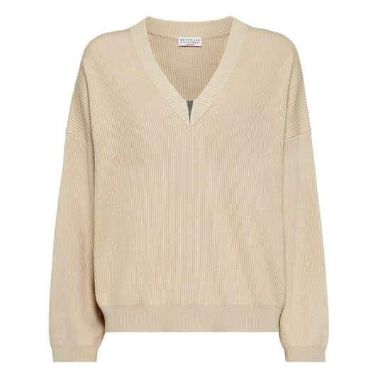 Brunello Cucinelli cotton english rib sweater with shiny detail M19255002C9733-P25