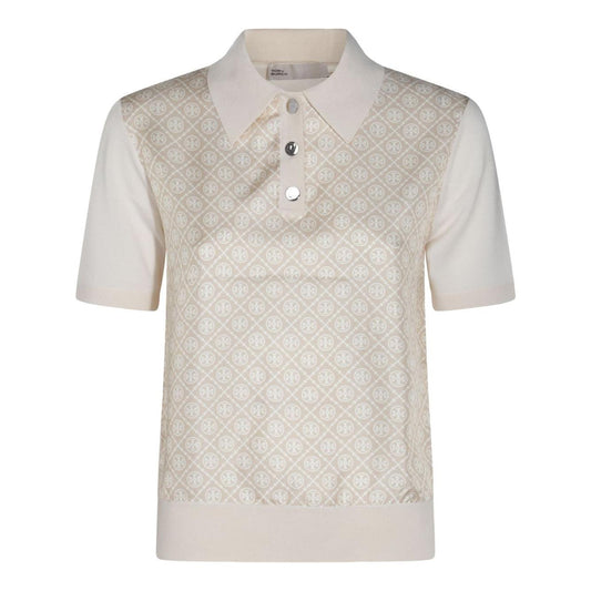 Tory Burch silk polo shirt Topwear Tory Burch Light Gray