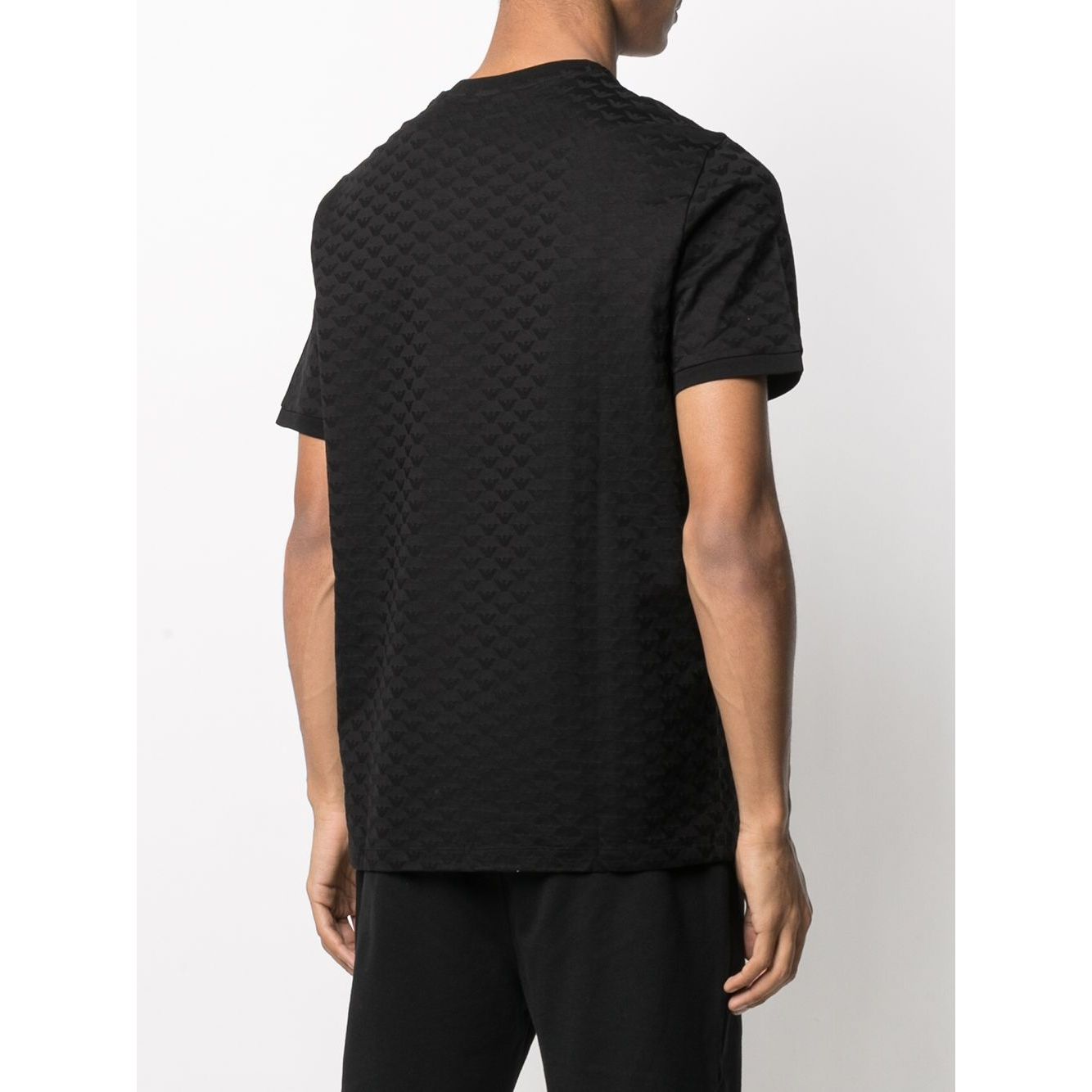 Emporio Armani Mercerised-jersey T-shirt with all-over jacquard eagle Topwear