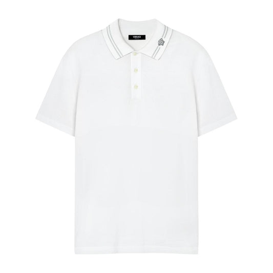 Versace Medusa embroidered polo Topwear Versace White Smoke