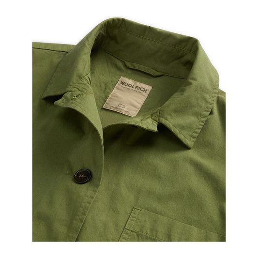 Woolrich Garment-Dyed Pure Cotton Overshirt green Jackets Woolrich Dark Olive Green