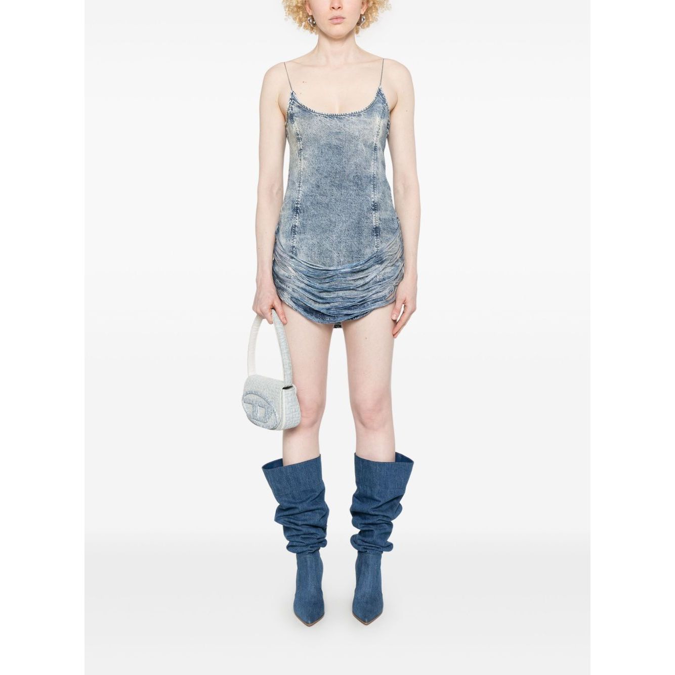 Diesel Tencel denim mini dress with fringes
