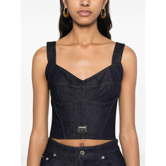 Dolce & Gabbana denim corset top Topwear Dolce & Gabbana Dark Slate Gray