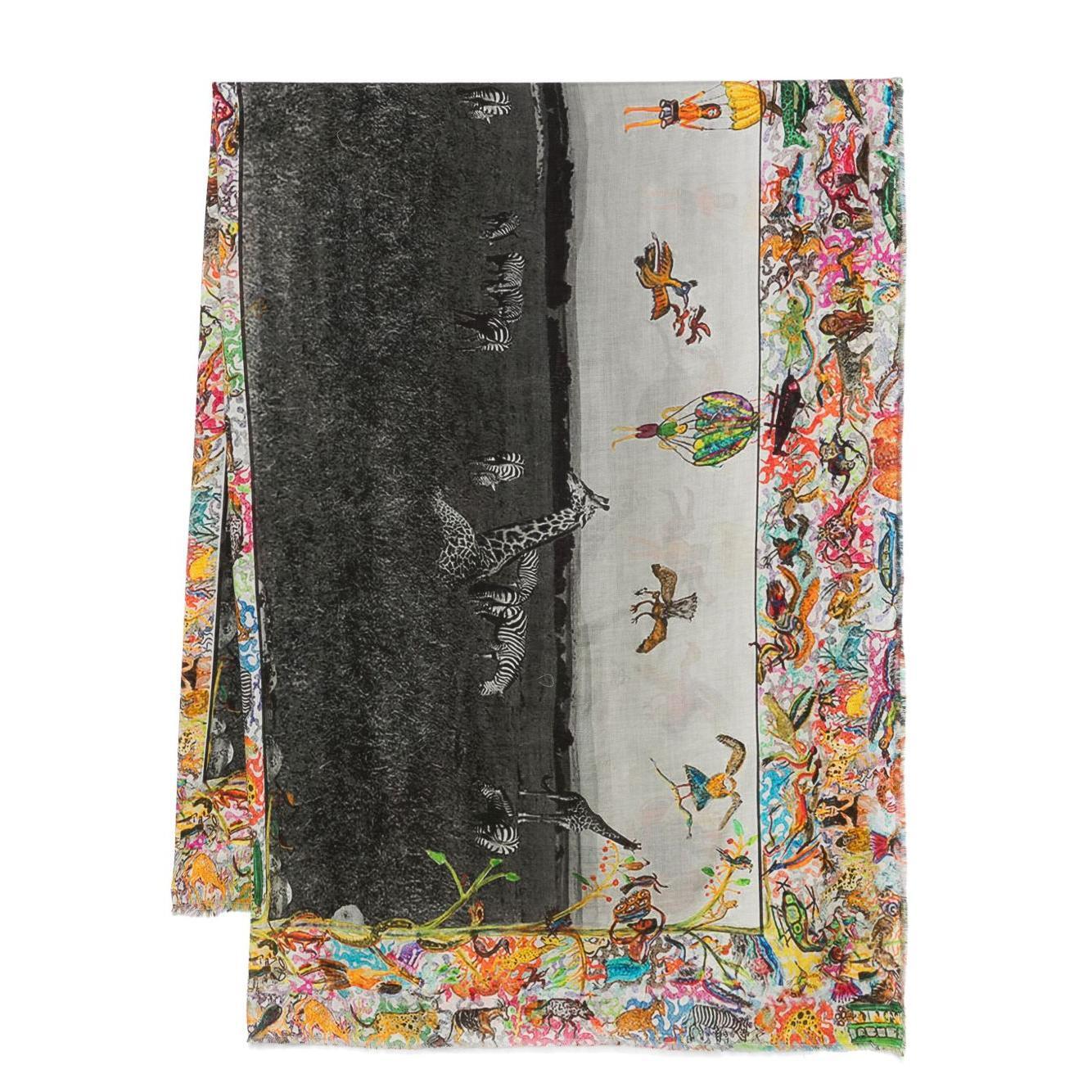Faliero Sarti Scarf with giraffe and zebra print 217196400-P25