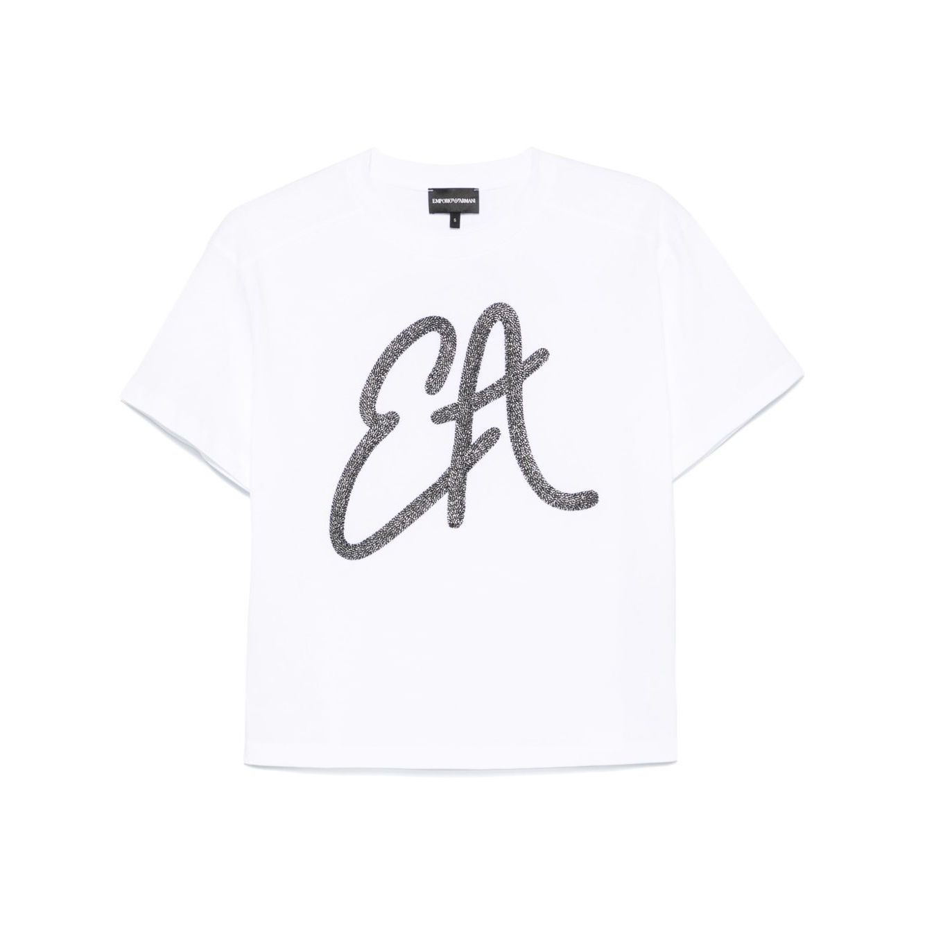 Emporio Armani Cotton jersey T-shirt with maxi lurex logo