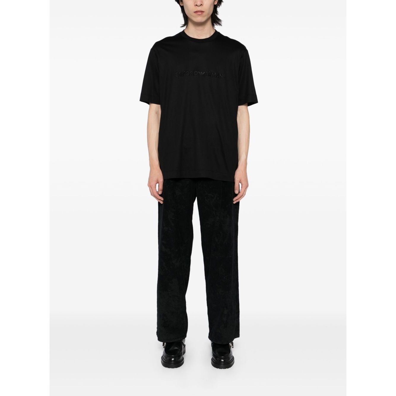 Emporio Armani T-shirt with embossed logo embroidery in lyocell blend jersey