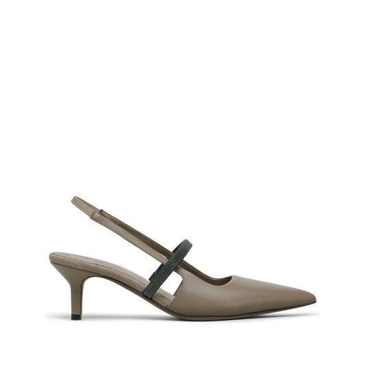 Brunello Cucinelli City Heels in Nappa Leather with Shiny Strap MZSKC2715C5859-P25