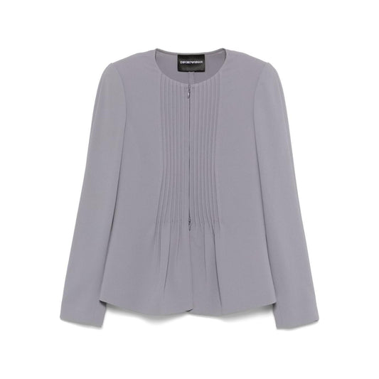 Emporio Armani Jacket in fluid woven fabric with pleats Jackets Emporio Armani Dark Gray
