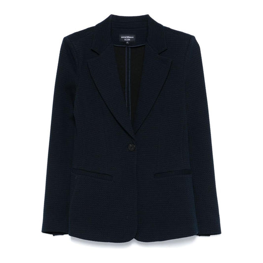 Emporio Armani Icon single-breasted blazer in an embossed jacquard knit jersey Jackets Emporio Armani Black