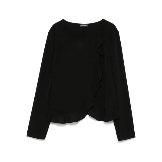 Emporio Armani fluid ruffled shirt jacket Jackets Emporio Armani Black